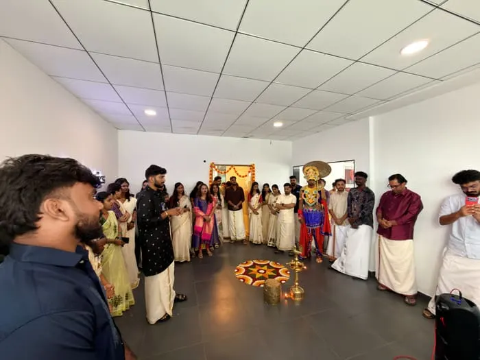 A festive lamp-lighting ceremony